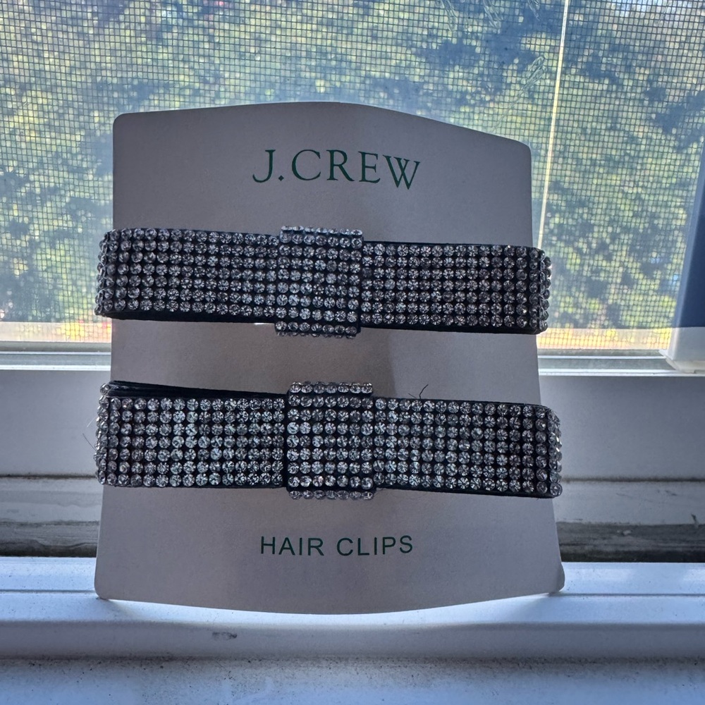 J. Crew Sparkling Silver and Black Bow Hair Clips